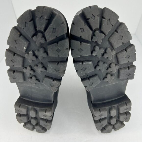 Forever 21 Womens Black Chunky Platform Boots LaceUp RoundToe BlockHeel Size 6 - Picture 8 of 9